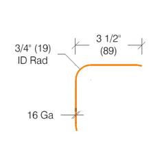 2330.3 - 16 gauge - 3.5" Wings - Bullnose - Stainless Steel Corner Guard