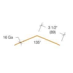 2330.4 - 16 gauge - 3.5" Wings - 135° - Stainless Steel Corner Guard