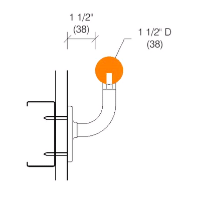 2050S Handrail, 1-1/2" Diameter, Stainless Steel