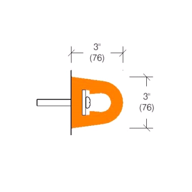 2250.1- Rubber D-Shaped Bumper 3" x 3"