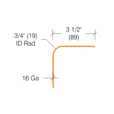 2330.3 - 16 gauge - 3.5" Wings - Bullnose - Stainless Steel Corner Guard